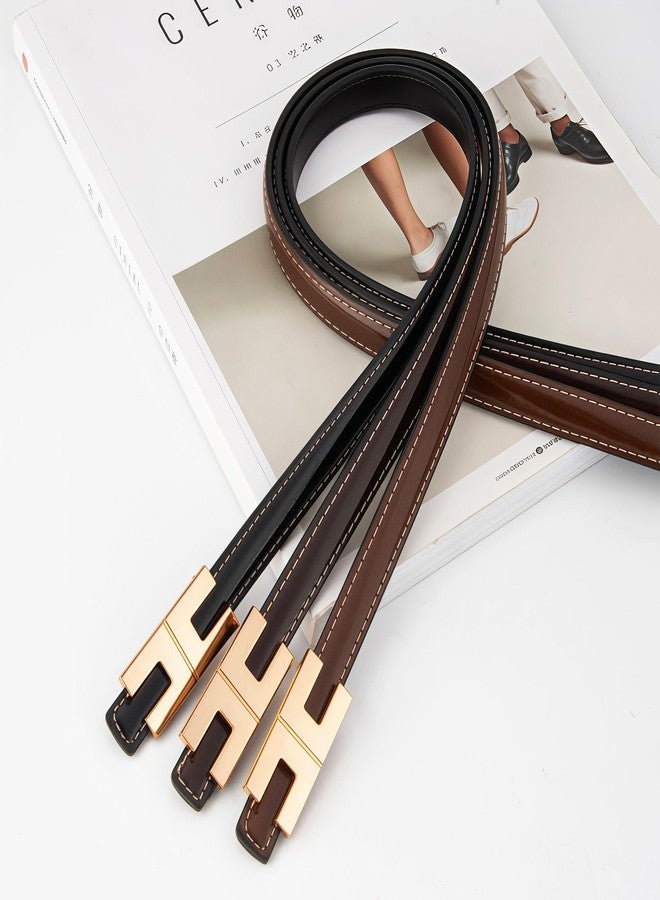 Yuangu Women Skinny Leather Belt for Jeans Pants Dresses Ladies Thin Patent Leather Belt with Gold Buckle (Black, 105cm/Fit Waist 24"-33") - Image 3